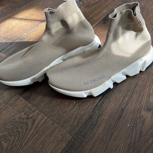 Balenciaga Beige Sock Sneakers with White Sole